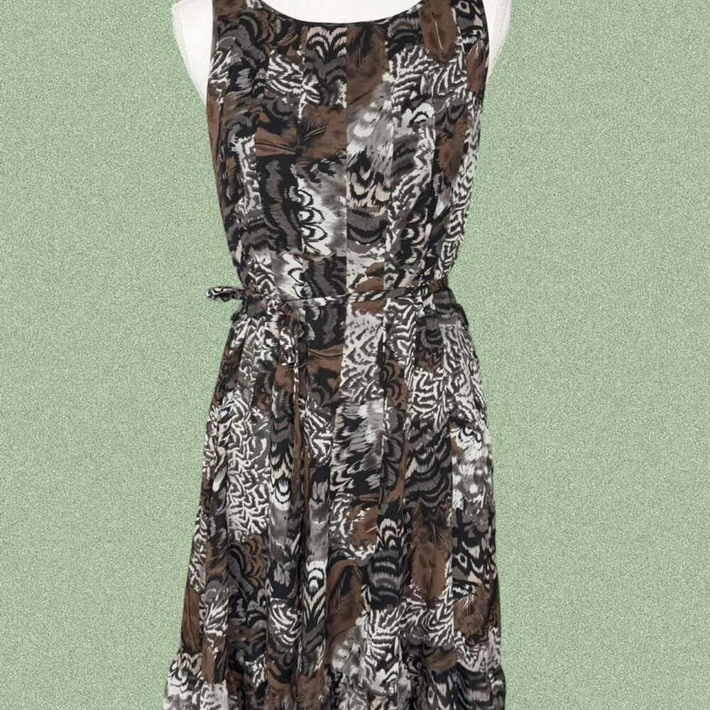 Voir Voir Abstract Print Sleeveless Tie-Waist Dress